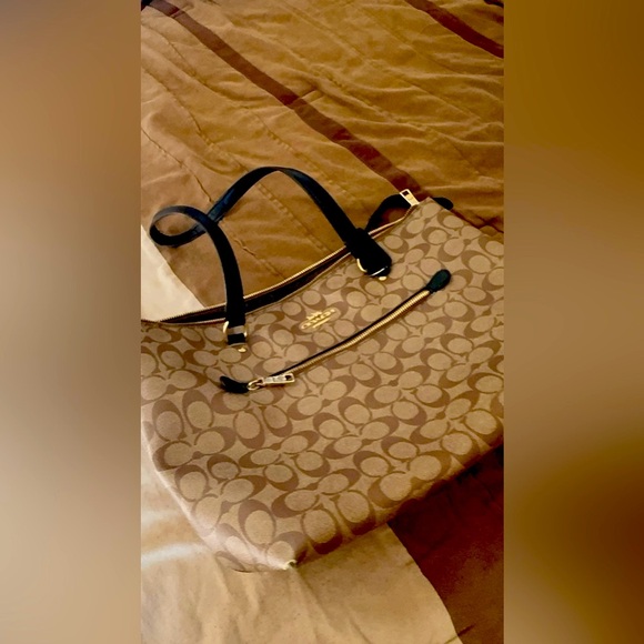 Coach Tan and Black Signature Tote - Picture 7 of 8